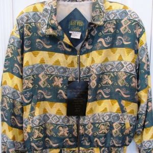 EAST WEST SILKS-Large-Blue Yellow Abstract Jacket-